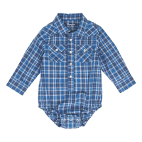 Boys' Wrangler Classic Western Plaid Long Sleeve Onesie 18 mo.