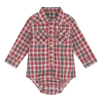 Boys' Wrangler Classic Western Plaid Long Sleeve Onesie 12 mo.