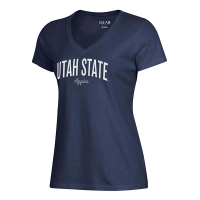 Utah State Aggies Gear For Sports Women's Utah State Gear Big Cotton Mia Soft Tee T-Shirt Small Blue