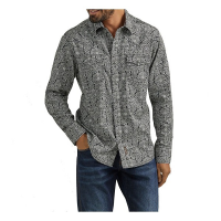 Men's Wrangler Western Snap Printed Long Sleeve Button Up Shirt XLarge Navy PA