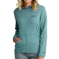 Women's Huk Coldfront+ Hoodie Long Sleeve T-Shirt Large Storm Blue Heather