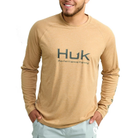 Men's Huk Pursuit Long Sleeve T-Shirt Medium Sand Piper Heather