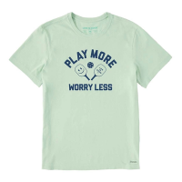 Men's Life is Good Play More Worry Less Pickleball T-Shirt XLarge Sage Green