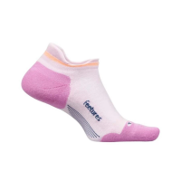 Women's Feetures Elite Max Cushion Tab No Show Running Socks Medium Pink Blitz