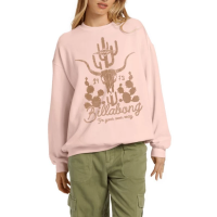 Women's Billabong Ride In Oversized Crew Neck Sweatshirt Small Feelin Peachy