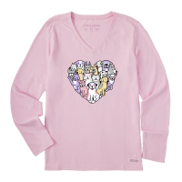 Women's Life is Good Heart Of Dogs Crusher Long Sleeve T-Shirt Large Pink