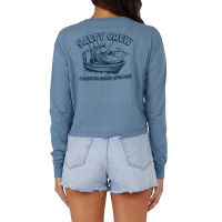 Women's Salty Crew Floats Your Boat Long Sleeve Crop Top Large Bluestone