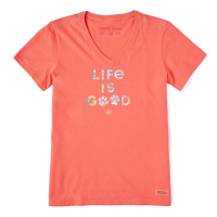 Women's Life is Good Tie Dye Paw Print T-Shirt XLarge Mango