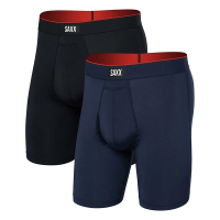 Men's SAXX Multi-Sport Performance Long Boxer Briefs Underwear 2 Pack Large Navy