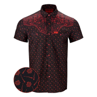 Men's Retro Rifle Old Silence Button Up Shirt Small Black Red