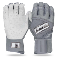 Franklin Sports MLB Powerstrap Infinite Series Baseball Batting Gloves Grey Small