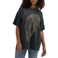 Women's Wrangler Tiger Oversized Shirt Large Faded Black