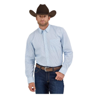 Men's Wrangler Cody Johnson One Pocket Button Down Long Sleeve Button Up Shirt XLarge Pale Blue