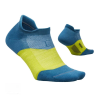 Women's Feetures Merino 10 Max Cushion Tab No Show Running Socks Large Elemental Blue