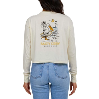 Women's Salty Crew Surf Check Long Sleeve Crop Top Small Off White