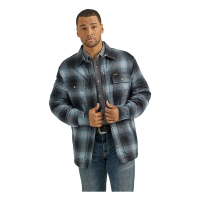 Men's Wrangler Sherpa Lined Flannel Shirt Jacket Long Sleeve Shacket Large Mid-State