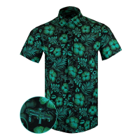 Men's Retro Rifle Shotgun Safari Button Down Button Up Shirt 3XLarge Green