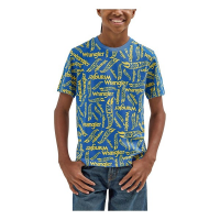 Boys' Wrangler X Hotweels Allover Logo T-Shirt Large Nebulasblu