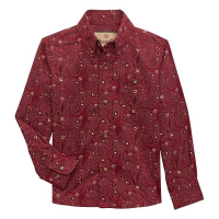 Boys' Wrangler Classic Long Sleeve Button Up Shirt Medium Red