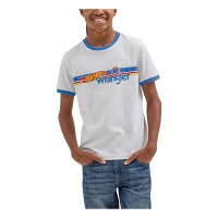 Boys' Wrangler X Hotweels Logo Ringer T-Shirt Large White/Blue