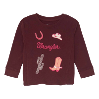 Girls' Wrangler Cowboy Crewneck Sweatshirt Baby 3/6 mo. Burgandy