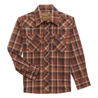 Boys' Wrangler Retro Core Long Sleeve Button Up Shirt Medium Brown