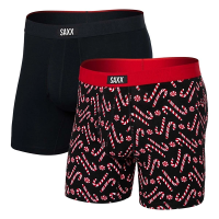 Men's SAXX Vibe Xtra Soft Comfort Boxer Briefs Underwear 2 Pack Large Candy Cane/Black