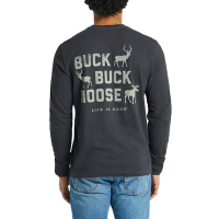 Men's Life is Good Buck Buck Moose Long Sleeve T-Shirt Medium Faded Black