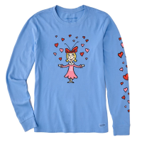 Women's Life is Good Cindy-Lou Hearts Long Sleeve T-Shirt Small Cornflower