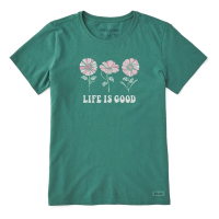 Women's Life is Good Flowers Crusher T-Shirt Medium Spruce