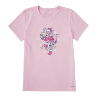 Women's Life is Good Let It Snow Flamingo Crusher T-Shirt Small Seashell Pink