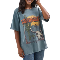 Women's Wrangler Western Graphic T-Shirt Large Goblin Blue