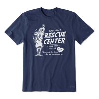 Men's Life is Good Grinch & Max Rescue Center Crusher T-Shirt Medium Dark Blue