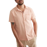 Men's Marine Layer Classic Stretch Selvage Button Up Shirt Large Coral