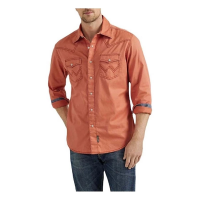 Men's Wrangler Retro Western Snap Long Sleeve Button Up Shirt Large Orange