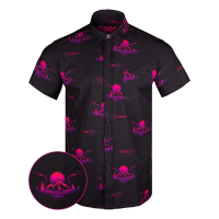 Men's Retro Rifle Outdoors Black and Pink Button Up Shirt Small Black Purple