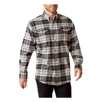 Men's Ariat Rebar Durastretch Charcoal Long Sleeve Flannel 2XLarge Charcoal Grey Heather