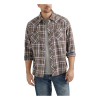 Men's Wrangler Retro(R) Long Sleeve Shirt Long Sleeve Shirt Large Hardwood Brown Plaid