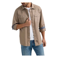 Men's Wrangler Retro Premium Western Snap Long Sleeve Button Up Shirt Medium Taupe