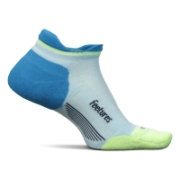 Men's Feetures WoElite Max Cushion Tab No Show Running Socks Large Blue Crystal