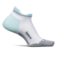 Men's Feetures WoElite Max Cushion Tab No Show Running Socks Large White Sky