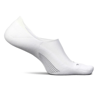 Men's Feetures WoElite Light Cushion Invisible No Show Running Socks Medium White