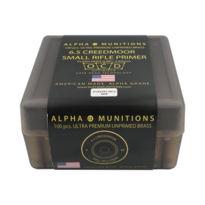 Alpha Munitions: 6.5 Creedmoor, Small Rifle Primer, 100/Box