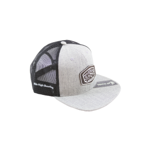 MHSA: Mile High Shooting Trucker Hat, Leather Patch, Heather Grey/Black