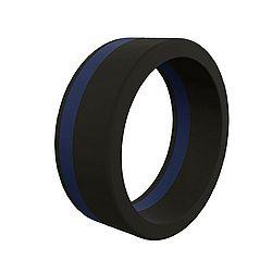 Men's Thin Blue Line Silicone Ring--Size 10