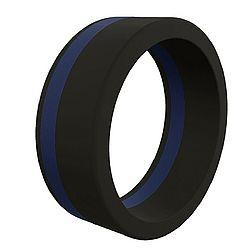Men's Thin Blue Line Silicone Ring--Size 9