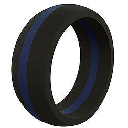 Men's Thin Blue Line Silicone Ring--Size 8