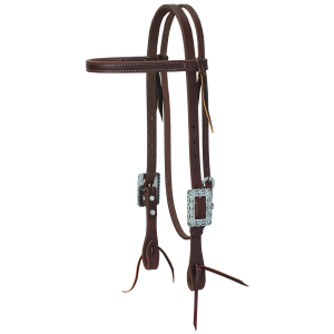 Weaver Weaver Leather Working Cowboy Browband Headstall with Scalloped Hardware in Golden Chestnut/Brown - $79.99 at Murdoch's Ranch & Home Supply