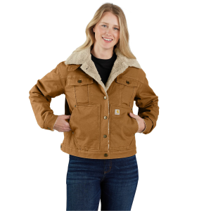 Carhartt Carhartt Rugged Flex Loose Fit Canvas Sherpa Lined Jacket in Carhartt Brown | Size Large - $77.99 at Murdoch's Ranch & Home Supply