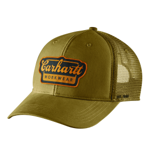 Carhartt Carhartt Rugged Flex Twill Mesh Back Script Patch Cap in Golden Grass/Brown - $19.79 at Murdoch's Ranch & Home Supply